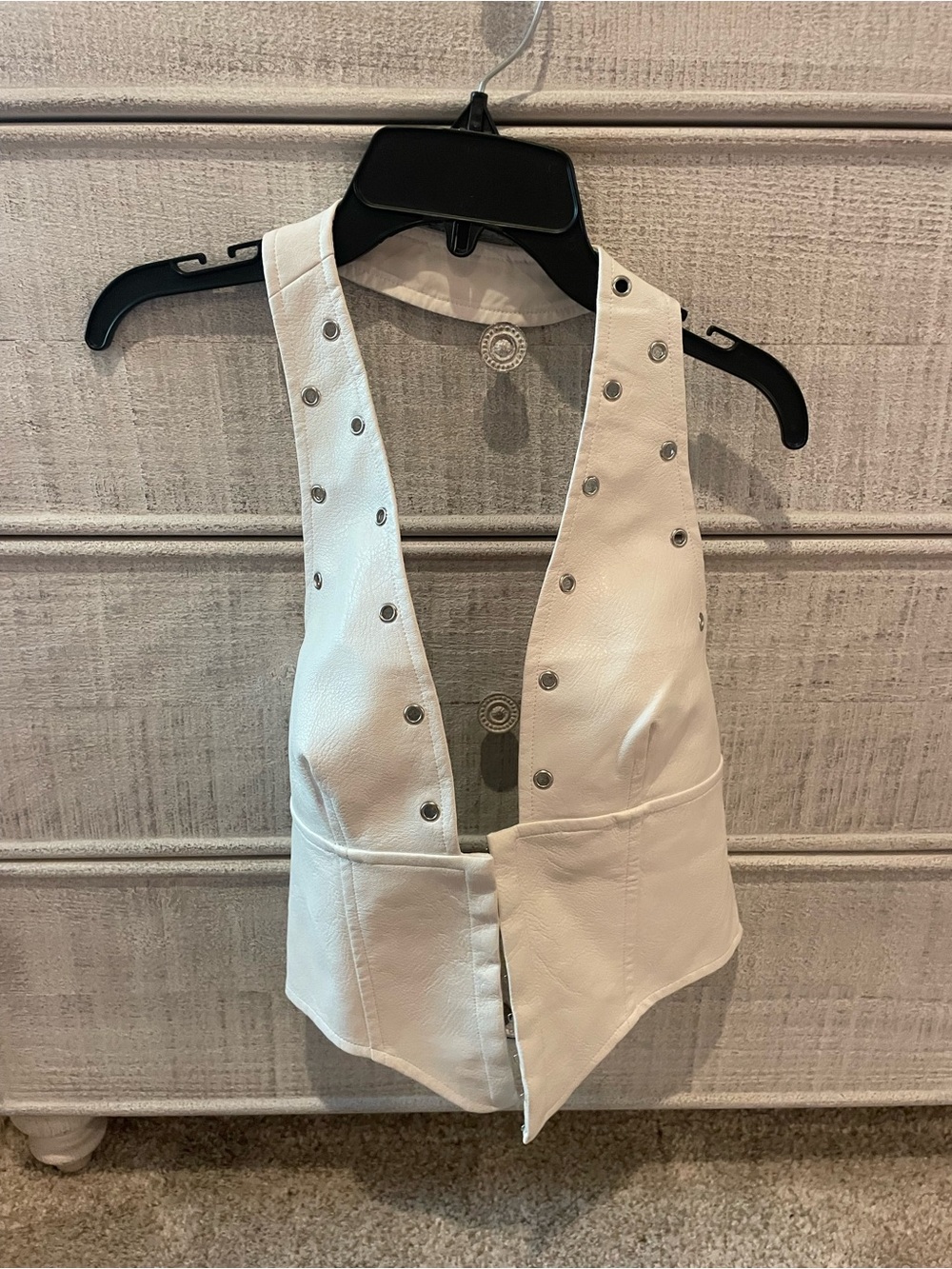 Princess Polly White Faux Leather Studded Vest